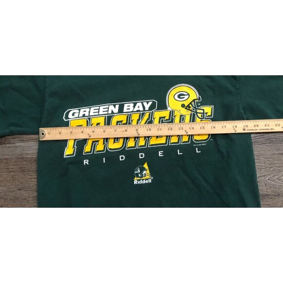Vtg 90's Riddell Green Bay Packers Mens Medium Tee T Shirt Green - Picture 9 of 10